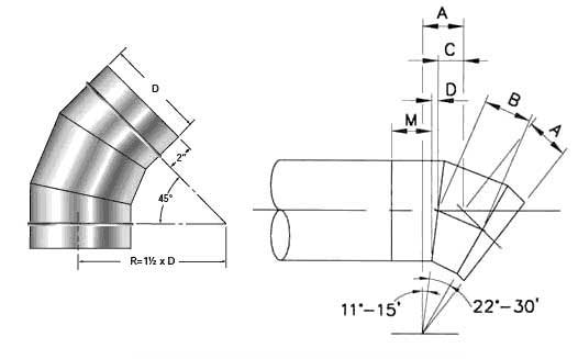 Stainless Steel Mitered Pipe Bend Dimensions