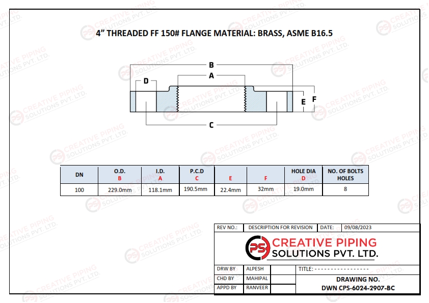 Threaded Flat Face Flanges Drawings 1